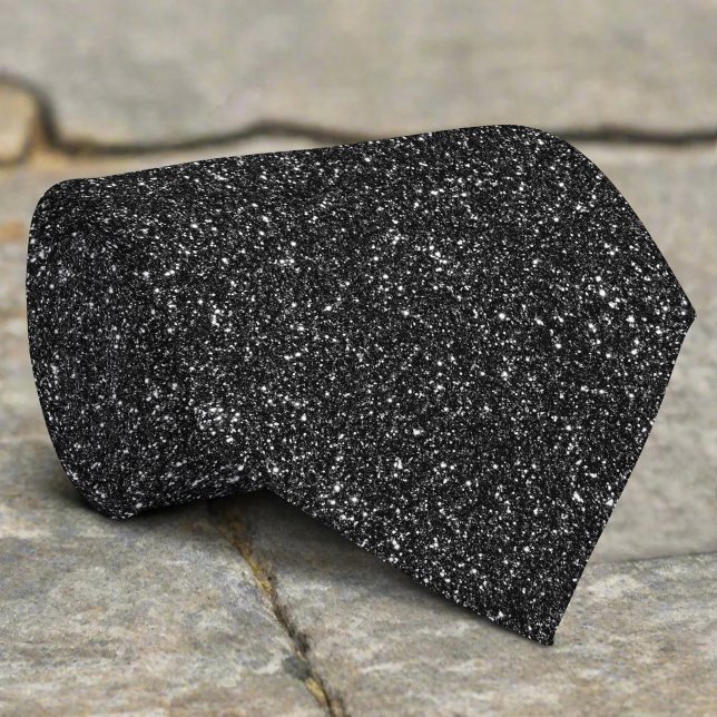 Glitter Metallic Bling Black Pattern Neck Tie (Creator Uploaded)