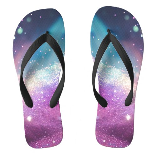 Glitter Milky Way Space Themed Flip Flops