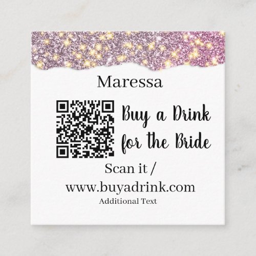 Glitter minimal bachelorette buy a bride drink  square business card