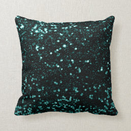 Glitter Minimal Fashion Sequin Teal Cali Green Throw Pillow
