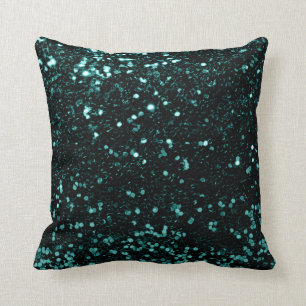 Glitter Minimal Fashion Sequin Teal Cali Green Throw Pillow