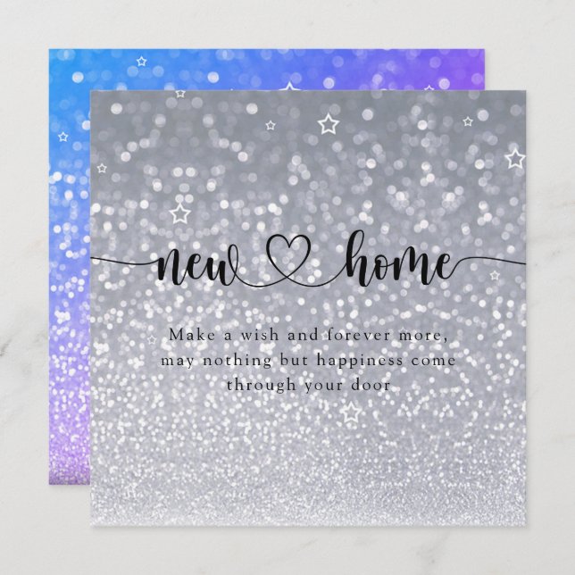 Glitter Minimal New Home Housewarming Card (Front/Back)