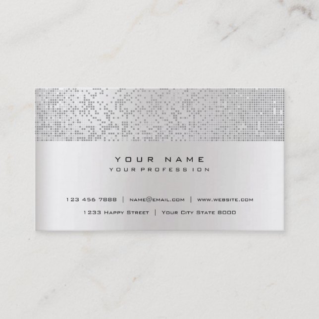 Glitter Minimal Pearly IT CYBER Silver Gray Vip Business Card (Front)