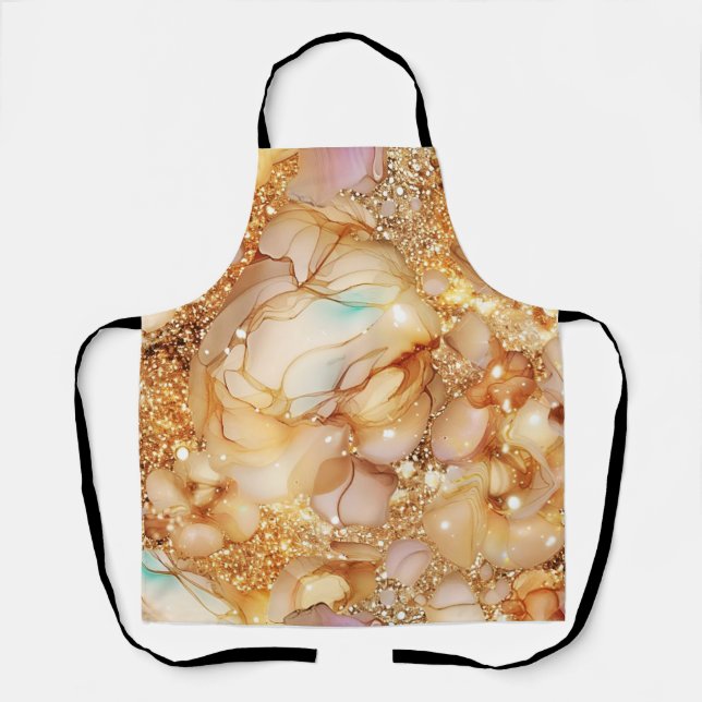 Glitter Minimal Seamless Golden Pattern Apron (Front)