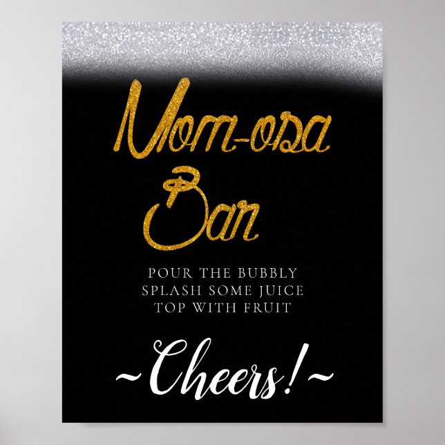 Glitter Minimal Simple Mimosa Bar Sign (Front)