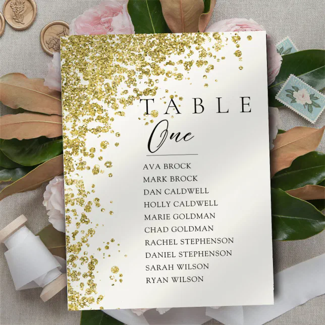 Glitter Minimal Table Number Seating Chart | Zazzle