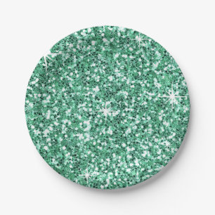 GLITTER   mint green Paper Plates