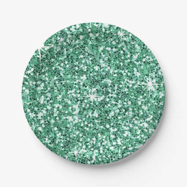 GLITTER | mint green Paper Plates (Front)
