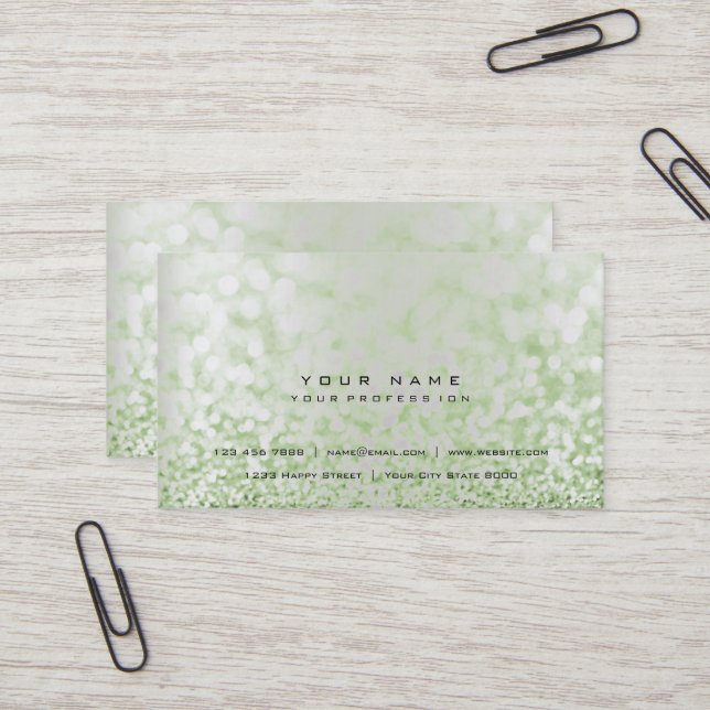 Glitter Mint Minimal Pearly Silver Gray Vip Business Card (Front/Back In Situ)