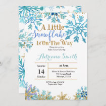 Glitter mint snowflake baby shower invitation