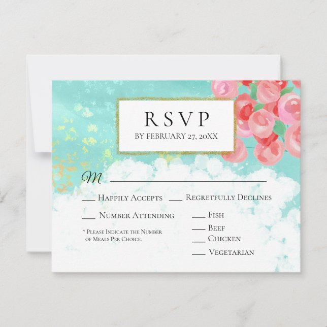 *~* Glitter Modern Abstract Flower Wedding RSVP (Front)