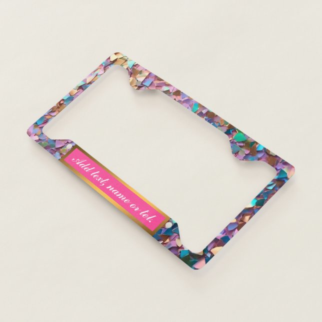 Glitter Modern Opal Holographic Collection License Plate Frame (3/4)