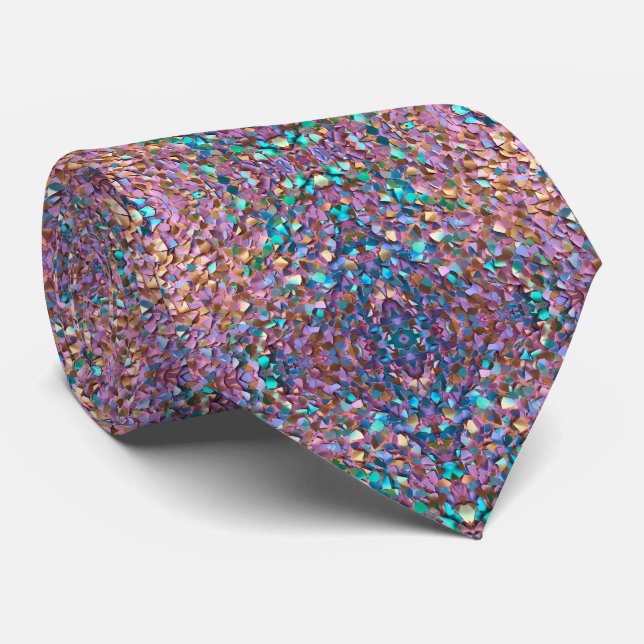 Glitter Modern Opal Holographic Collection Neck Tie (Rolled)