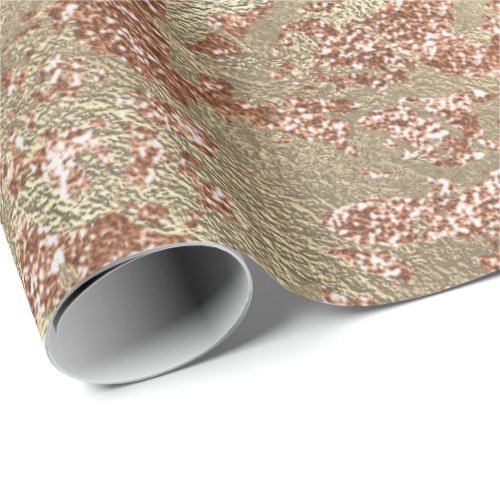 Glitter Molten Rose Gold Marble Shiny Metallic Wrapping Paper