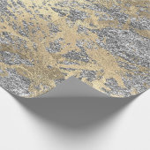 Glitter Molten Rose Gold Marble Silver Metallic Wrapping Paper (Corner)