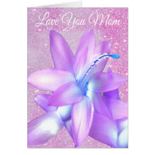 *~* Glitter Mother's Day Love You Flower Customize Cards