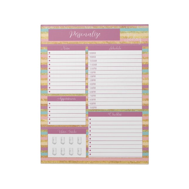 Glitter Multicolor Daily Planner Schedule To Do Notepad (Rotated)