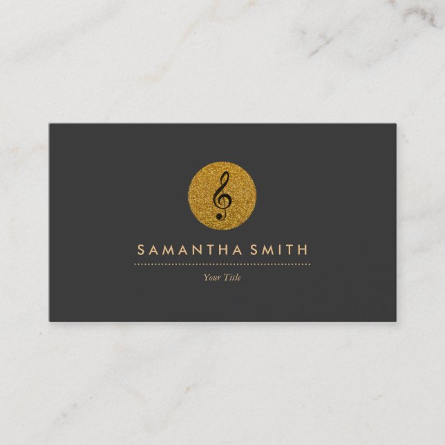 Glitter Musical Note Logo Business Card (Front)