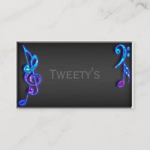 Customizable Glitter Musical Notes Business Cards