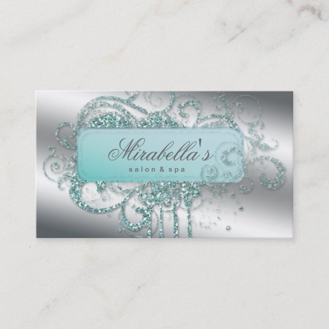 Glitter Nail Salon Appointment Elegant Bling Card (Front)