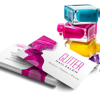 Glitter Nail Salon Manicure - Pink Beauty Stylish Business Card by CardHunter at Zazzle