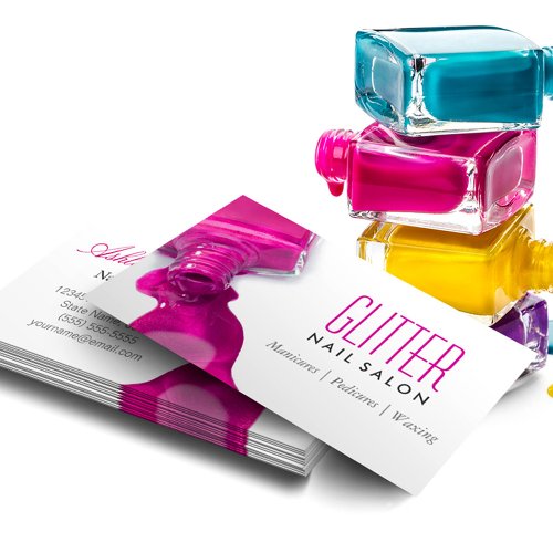Glitter Nail Salon Manicure _ Pink Beauty Stylish Business Card