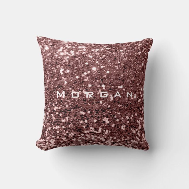Glitter Name Fashion Sequin Brown Skin Powder Rose Throw Pillow (Front)