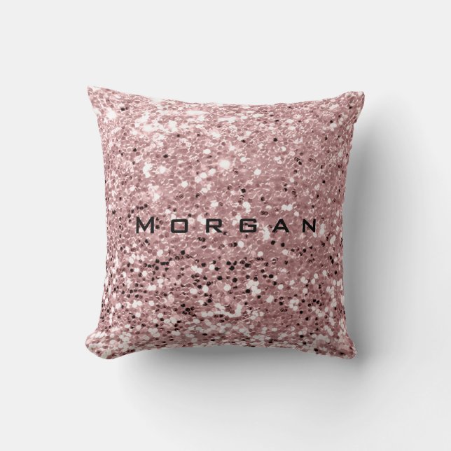 Glitter Name Fashion Sequin Pink Blush Powder Rose Throw Pillow (Front)