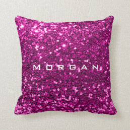 Glitter Name Fashion Sequin Pink Fuchsia Rose Throw Pillow