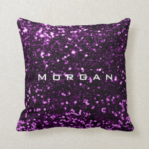 Glitter Name Fashion Sequin Purple Violet Plum Throw Pillow
