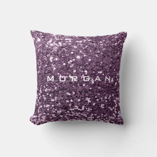 Glitter Name Fashion Sequin Violet Lavender Amethy Throw Pillow