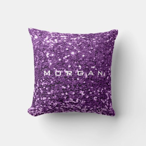 Glitter Name Fashion Sequin Violet Purple Grape Throw Pillow