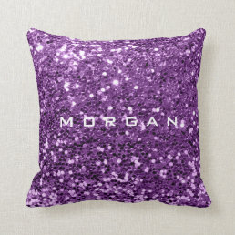 Glitter Name Fashion Sequin Violet Purple Grape Throw Pillow