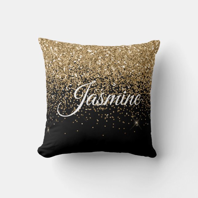 Glitter Name Pillow Black (Front)