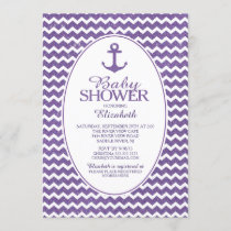 Glitter Nautical Anchor Baby Shower Invitatation Invitation
