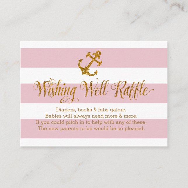 Glitter Nautical Baby Wishing Well Raffle Card (Front)
