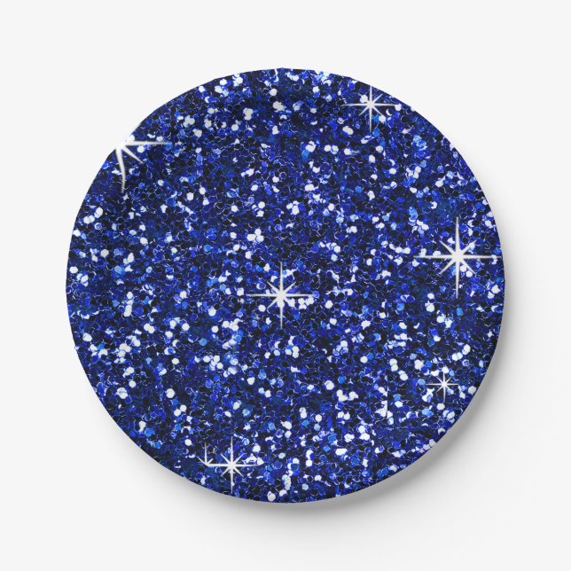 GLITTER | navy blue Paper Plates (Front)