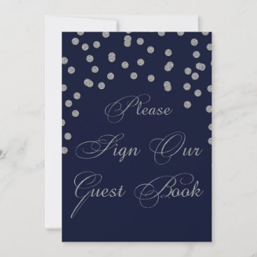 Glitter navy silver please sign guest book