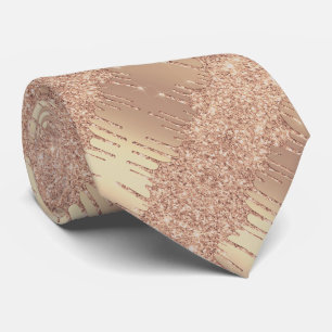 Glitter Neck Tie with Rose Gold Sparkly Drips