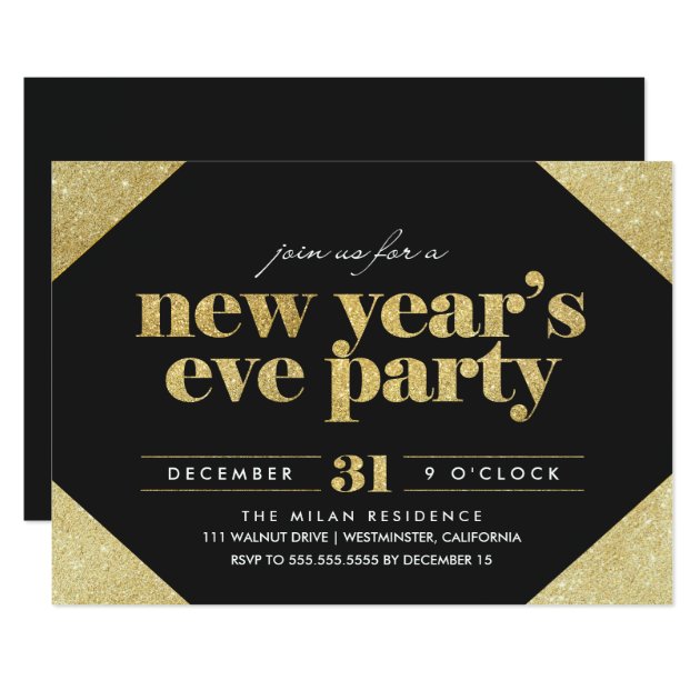 Glitter New Year's Eve Party Invitation