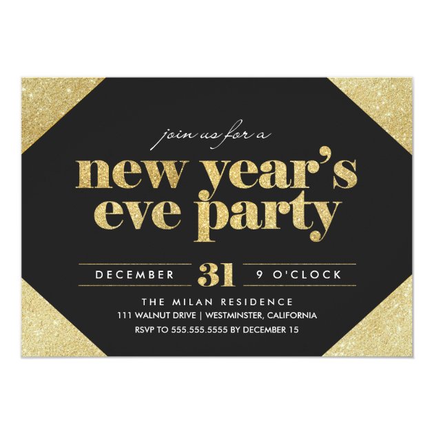 Glitter New Year's Eve Party Invitation