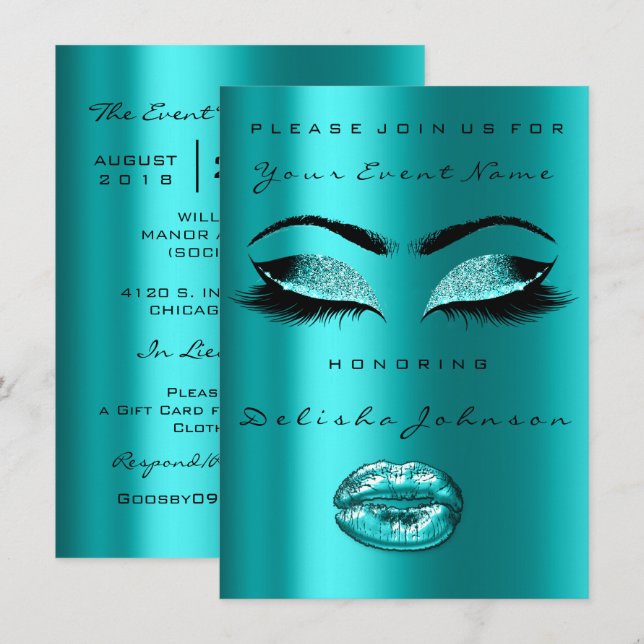 Glitter Ocean Mermaid Bridal Shower Sweet 16th Invitation (Front/Back)