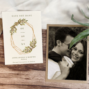 Glitter Olives & Leaves Frame Wedding Photo Save The Date