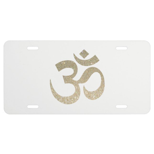 Glitter Om Symbol License Plate (Front)