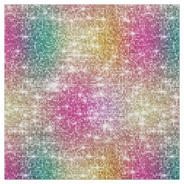 glitter ombre rainbow faux metallic sequin & gold fabric (Swatch)