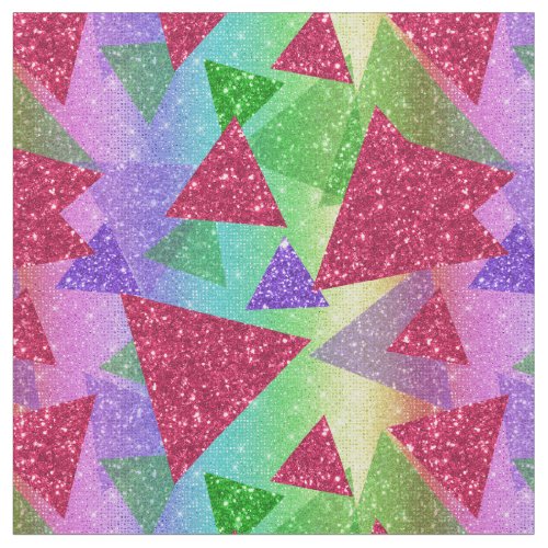 glitter ombre rainbow faux metallic triangles fabric