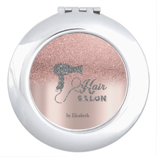 Glitter Ombre Rose Gold HeartsHairdryer    Compact Mirror