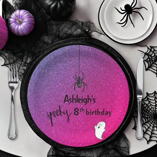 Glitter Ombre Spider Ghost Glam Halloween Paper Plates