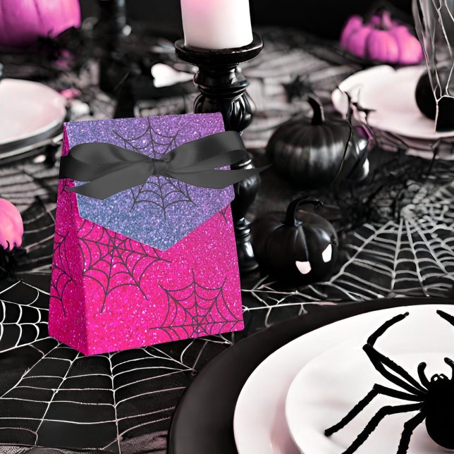 Glitter Ombre Spider Web Teal Pink Purple Favor Boxes (Creator Uploaded)