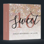 Glitter Ombre Sweet 16 Birthday 3 Ring Binder<br><div class="desc">Trendy sweet 16 binder. Design featuring elegant glitter champagne background,  rose gold 16 and calligraphy script ''sweet''. Personalize with your name and date.</div>